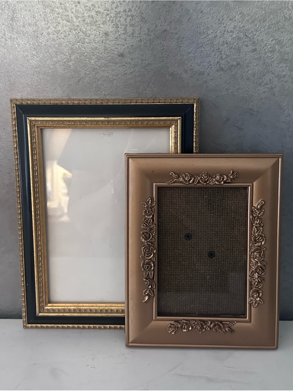 2 Gold BLACK TRIM ACRYLIC Picture Frames FITS 5x7” & 4x6